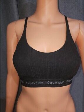 Calvin Klein Black Ribbed Racerback Bralette Medium